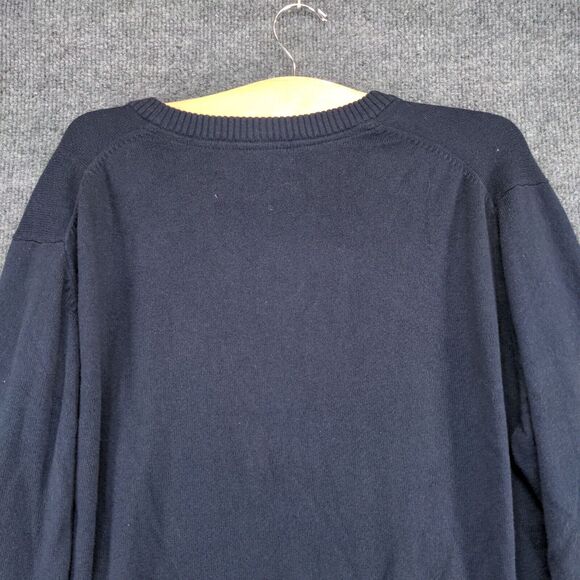 Eddie Bauer Men's Cotton Cashmere Pullover Sweater Blue Large V-Neck Ribbed Trim - Picture 6 of 12